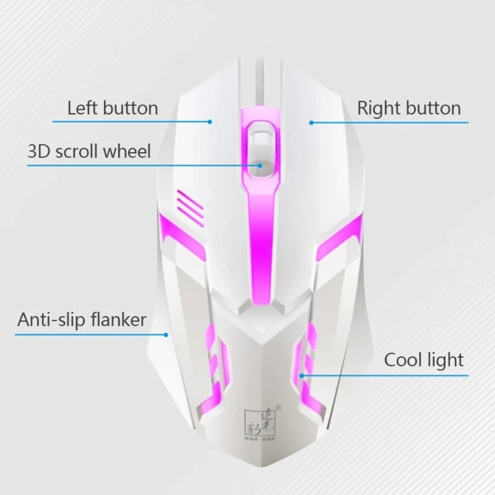 Ninja Dragons White Knight Gaming Keyboard and Mouse Seti