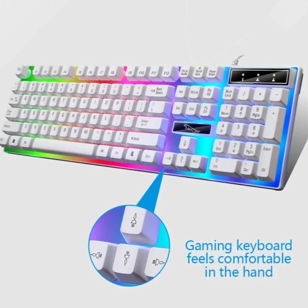 Ninja Dragons White Knight Gaming Keyboard and Mouse Seti